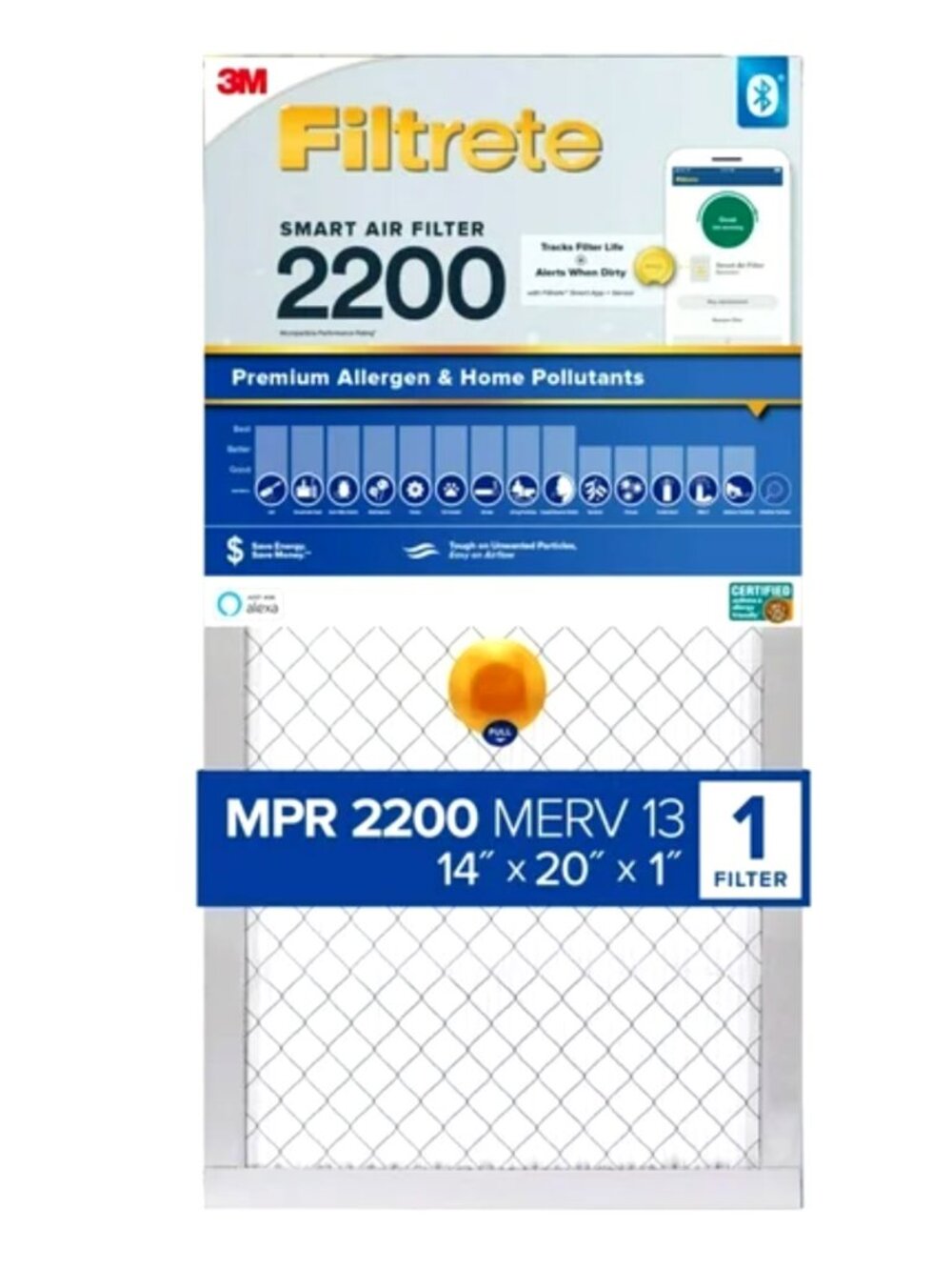 3pc Filtrete 14x20x1 Smart Air Filters, MPR 2200 MERV 13